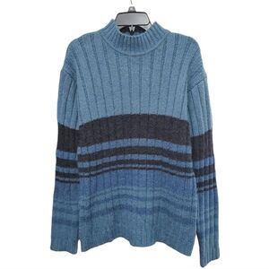 Timberland Blue Striped Wool Alpaca Blend Mock Neck Sweater Women's Size Medium